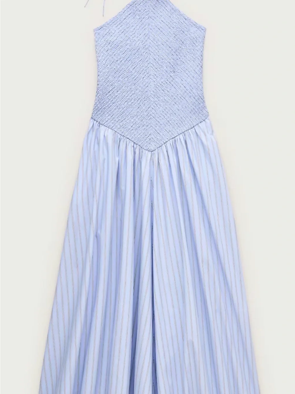 J. Crew Women’s Tall Smocked Halter Dress Stripe Blue Medium M Tall MT Maxi Midi